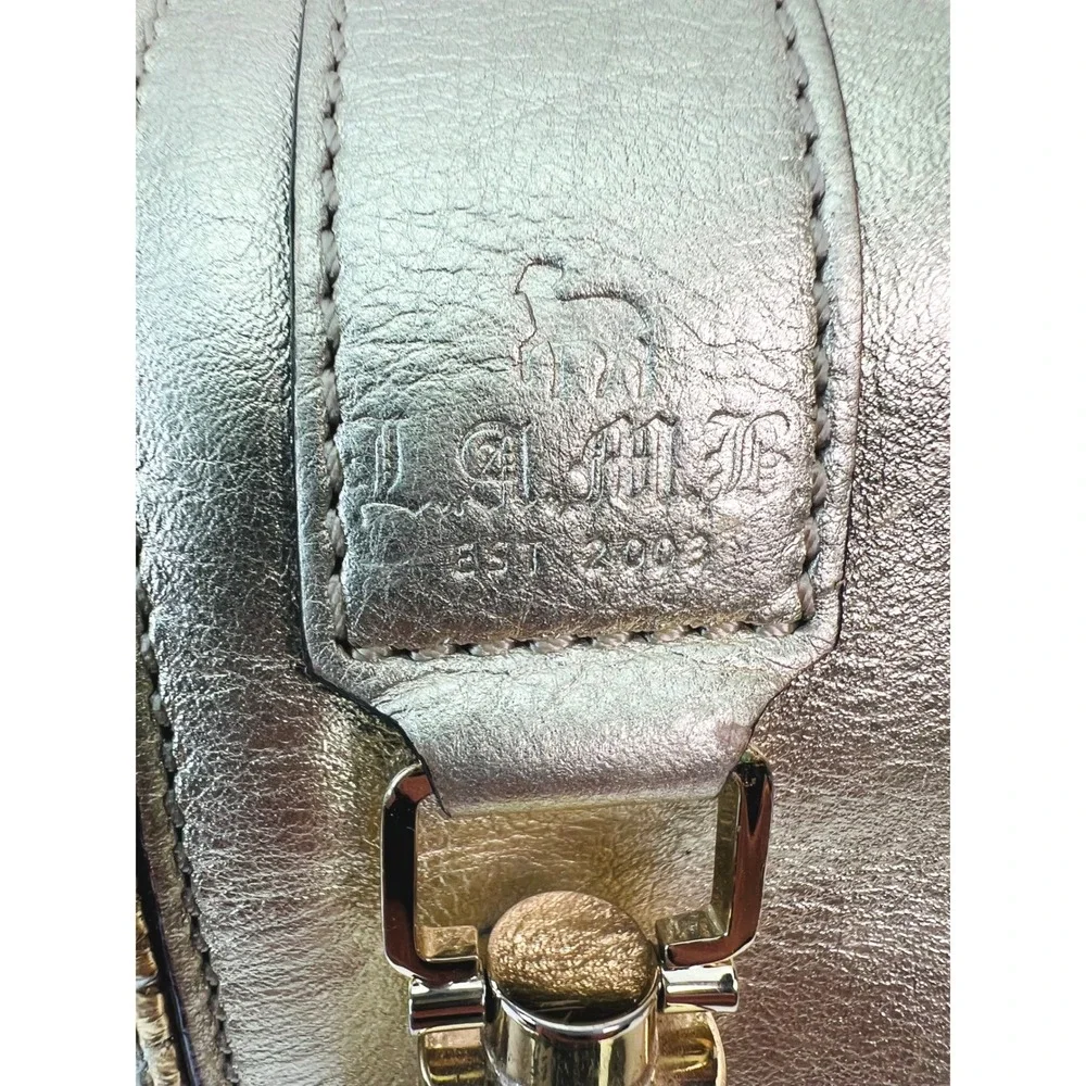 L.A.M.B. Gwen Stefani Metallic Gold Silver Jacquard Satchel Bowling‎ Bag Y2K